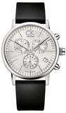 Calvin Klein Post Minimal White Dial Black Leather Strap Watch for Men - K7627120