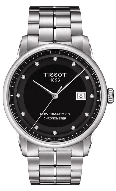 Tissot T Classic Luxury Powermatic 80 Black Dial Silver Steel Strap Watch For Men - T086.408.11.056.00