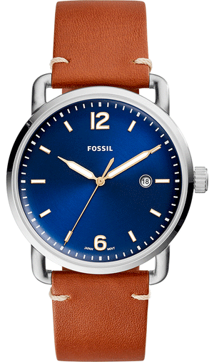 Fossil Commuter Blue Dial Blue Leather Strap Watch for Men - FS5325