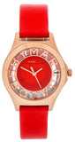 Marc Jacobs Henry Skeleton Red Dial Red Leather Strap Watch for Women - MBM1338