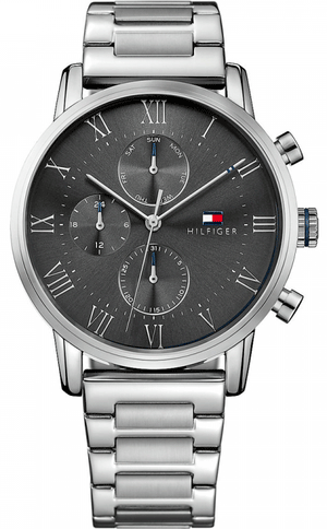 Tommy Hilfiger Kane Chronograph Grey Dial Silver Steel Strap Watch for Men - 1791397