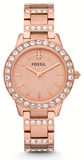 Fossil Jesse Crystal Rose Gold Dial Rose Gold Steel Strap Watch for Women - ES3020