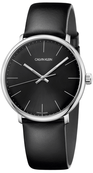 Calvin Klein High Noon Quartz Black Dial Black Leather Strap Watch for Men - K8M211C1