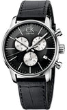 Calvin Klein City Chronograph Black Dial Black Leather Strap Watch for Men - K2G271CX