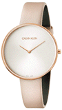 Calvin Klein Full Moon Silver Dial Pink Leather Stap Watch for Women - K8Y236Z6