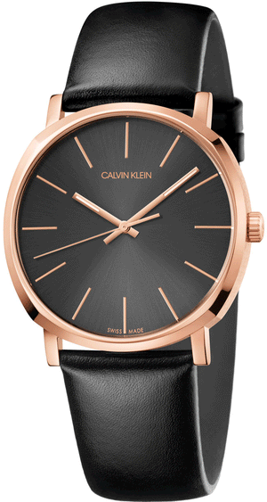 Calvin Klein Posh Black Dial Black Leather Strap Watch for Men - K8Q316C3