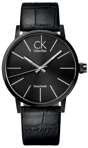 Calvin Klein Post Minimal Black Dial Black Leather Strap Watch for Men - K7621401