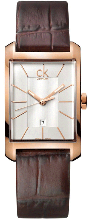 Calvin Klein Window White Dial Brown Leather Strap Watch for Women - K2M23620