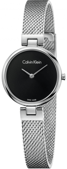 Calvin Klein Authentic Black Dial Silver Mesh Bracelet Watch for Women - K8G23121