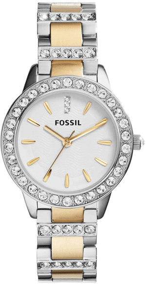 Fossil Jesse Crystals White Dial Two Tone Steel Strap Watch for Women - ES2409