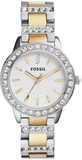 Fossil Jesse Crystals White Dial Two Tone Steel Strap Watch for Women - ES2409