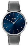 Hugo Boss Horizon Blue Dial Grey Leather Strap Watch for Men - 1513539