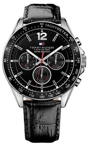 Tommy Hilfiger Luke Quartz Black Dial Black Leather Strap Watch for Men - 1791117