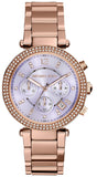 Michael Kors Parker Purple Dial Rose Gold Steel Strap Watch for Women - MK6169