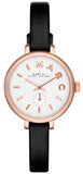 Marc Jacobs Sally White Dial Black Leather Strap Watch for Women - MBM1352