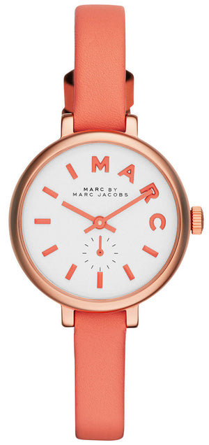 Marc Jacobs Sally White Dial Peach Leather Strap Watch for Women - MBM1355