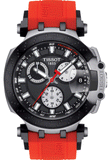 Tissot T Race Chronograph Black Dial Red Rubber Strap Watch For Men - T115.417.27.051.00