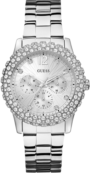 Guess Dazzler Diamonds Silver Dial Silver Steel Strap Watch for Women - W0335L1