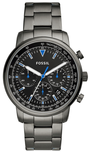 Fossil Goodwin Chrono Analog Black Dial Grey Steel Strap Watch for Men - FS5518