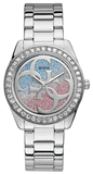 Guess G Twist Diamonds Silver Dial Silver Steel Strap Watch For Women - W1201L1