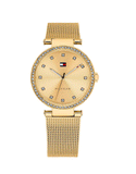 Tommy Hilfiger Lynn Quartz Gold Dial Gold Mesh Bracelet Watch For Women - 1781864