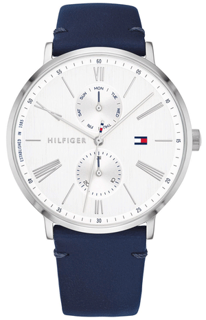 Tommy Hilfiger Jenna White Dial Blue Leather Strap Watch for Women - 1782072