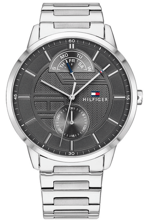 Tommy Hilfiger Hunter Grey Dial Silver Steel Strap Watch for Men - 1791608