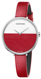 Calvin Klein Rise Yellow Red Dial Red Leather Strap Watch for Women - K7A231UP