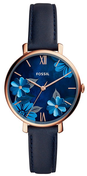 Fossil Jacqueline Blue Dial Blue Leather Strap Watch for Women - ES4673