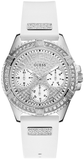 Guess Frontier Diamonds Silver Dial White Rubber Strap Watch For Women - W1160L4