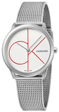 Calvin Klein Minimal White Dial Silver Mesh Bracelet Watch for Women - K3M52152