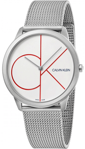 Calvin Klein Minimal White Dial Silver Mesh Bracelet Watch for Men - K3M51152