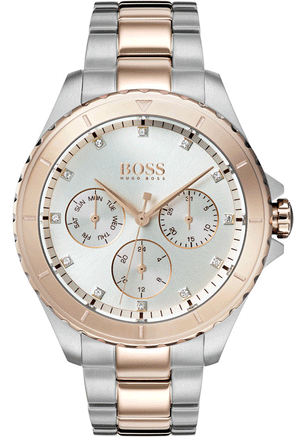 Hugo Boss Hera Chronograph Silver Dial Two Tone Steel Strap Watch for Women -1502446