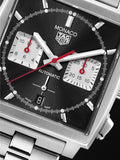 Tag Heuer Monaco Automatic Chronograph Black Dial Silver Steel Strap Watch for Men - CBL2113.BA0644