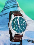 IWC Pilot's Watch Chronograph Edition Racing Green 43mm Green Dial Brown Leather Strap Watch for Men - IW377726