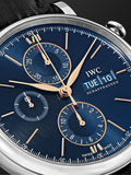 IWC Portofino Chronograph Blue Dial Black Leather Strap Watch for Men - IW391036