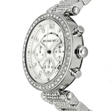 Michael Kors Parker Mother of Pearl Dial Diamonds Silver Steel Strap Watch for Women - MK5572