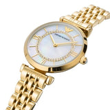 Emporio Armani Gianni T Bar White Mother of Pearl Dial Gold Steel Strap Watch For Women - AR1907