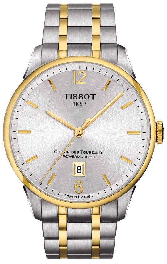 Tissot Chemin Des Tourelles Powermatic 80 Silver Dial Two Tone Steel Strap Watch For Men - T099.407.22.037.00