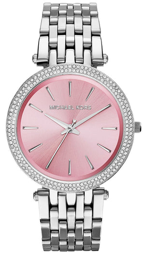 Michael Kors Darci Crystal Pink Dial Silver Stainless Steel Strap Watch for Women - MK3352