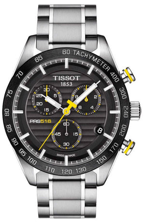 Tissot PRS 516 Chronograph Black Dial Silver Steel Strap Watch For Men - T100.417.11.051.00