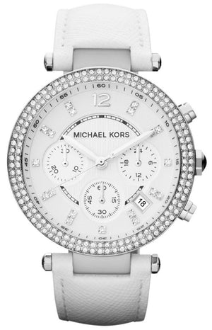 Michael Kors Parker White Dial White Leather Strap Watch for Women - MK2277