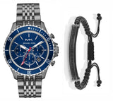 Michael Kors Bayville Chronograph Blue Dial Grey Steel Strap Watch For Men - MK8727