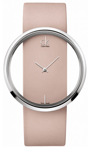 Calvin Klein Glam Transparent Dial Beige Leather Strap Watch for Women - K9423162