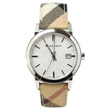 Burberry The City Silver Dial Brown Leather Strap Watch for Women - BU9025