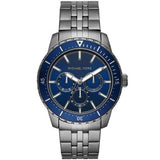 Michael Kors Chronograph Cunningham Multifunction Blue Dial Grey Steel Strap Watch For Men - MK7155