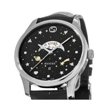 Gucci G-Timeless Moonphase Black Dial Black Leather Strap Watch For Men - YA126327