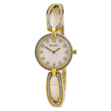 Bulova Crystal Collection Mother of Pearl Dial Gold Steel Strap Watch for Women - 98L225