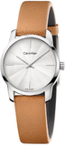 Calvin Klein City Silver Dial Orange Leather Strap Watch for Women - K2G231G6