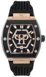 Philipp Plein Hexagon Phantom Black Dial Black Silicone Strap Watch For Men- PWPUA0124